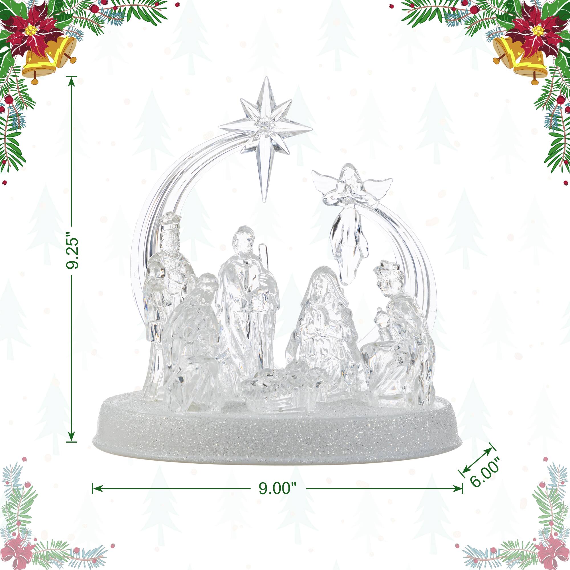 Glitzhome® 9" Christmas Lighted Acrylic Tabletop Nativity Scene Figurine